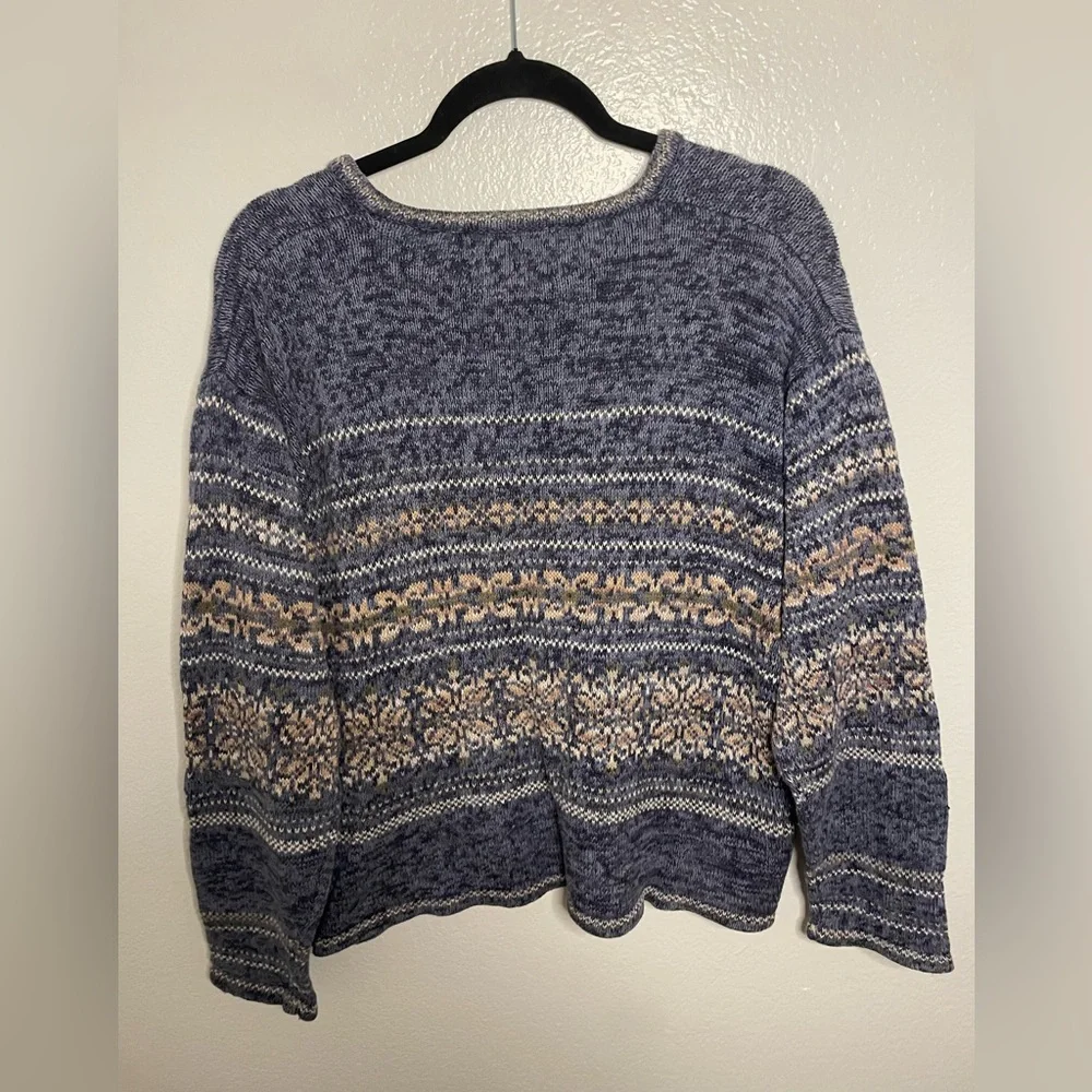 Keirdoom Collection Vintage Ramie Sweater Blue Fair Isle Sweater Size Medium - Picture 2 of 4